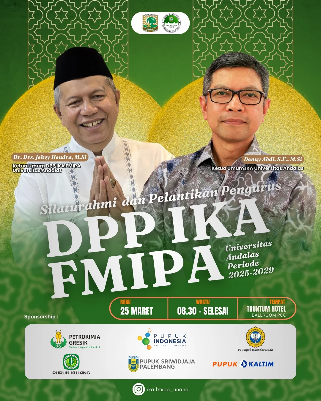 Undangan Silaturahmi dan Pelantikan DPP IKA FMIPA Unand 2025-2029